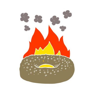 Simit düz renkli çizimi