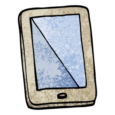 Grunge dokulu illüstrasyon karikatür bilgisayar tablet