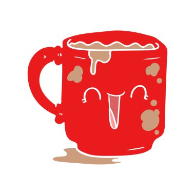 düz renk tarzı çizgi film kirli office kupa