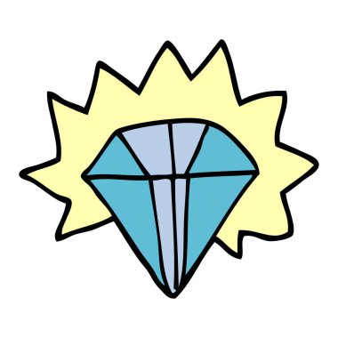 çizgi film doodle parlayan elmas