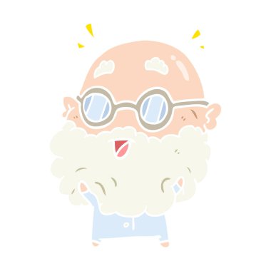 düz renk stil çizgi film yaşlı adam şaşırttı