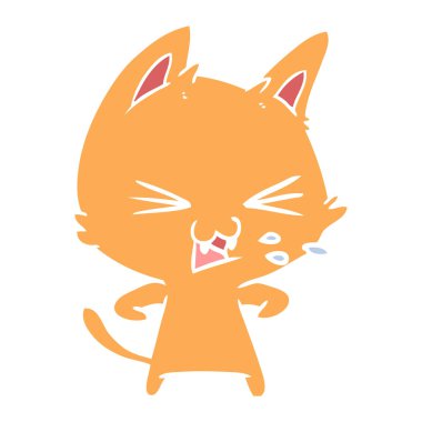 tıslama düz renk stil karikatür kedi