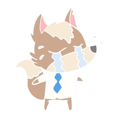 düz renk tarzı çizgi film ağlayan kurt iş elbiseleri giyiyor