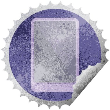 kırık elektronik tablet vektör yuvarlak etiket damga