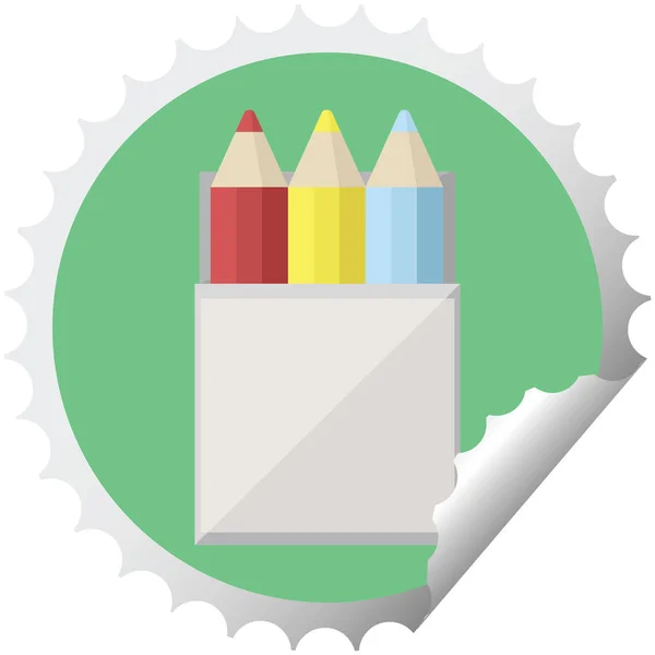 Paquete Lápices Para Colorear Vector Gráfico Ilustración Ronda Sello Engomado — Vector de stock