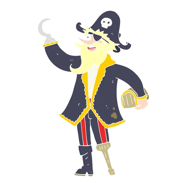 Ilustración Color Plano Del Capitán Pirata — Vector de stock
