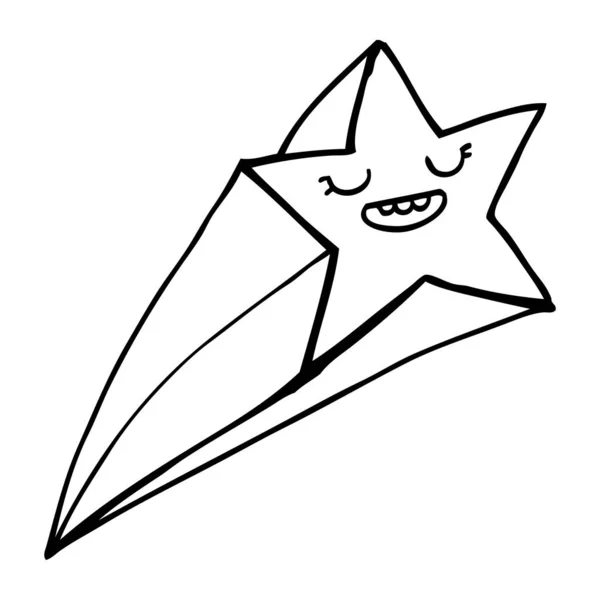 Рисование Линии Падающая Звезда Мультфильма — стоковый вектор