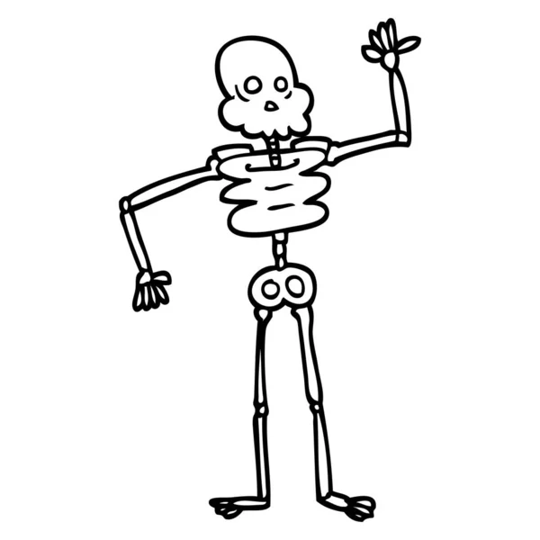 Black White Cartoon Skeleton — Stock Vector