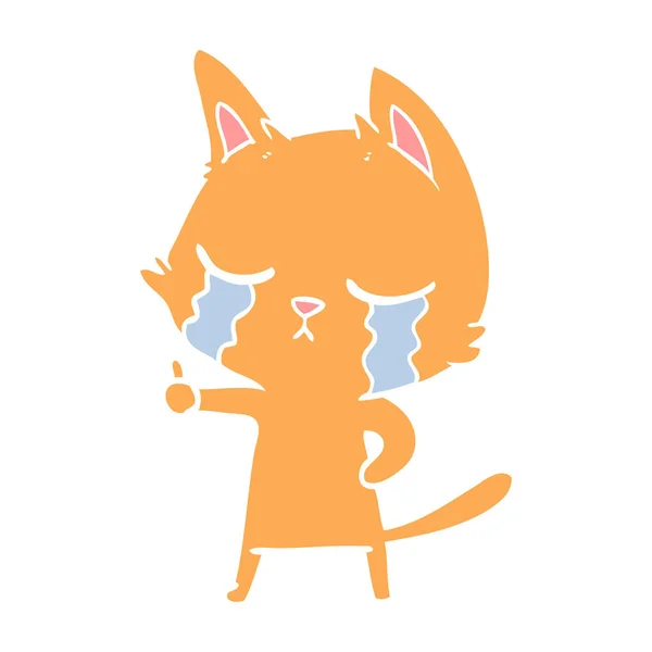 Pleurer Plat Couleur Style Dessin Animé Chat — Image vectorielle