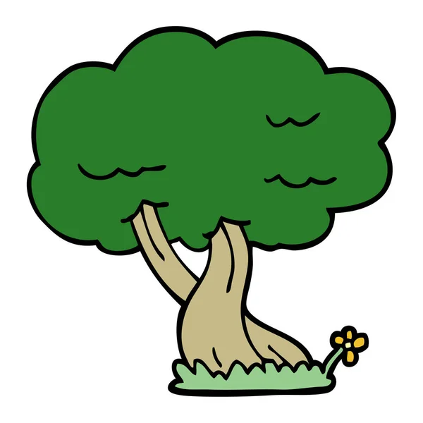 Drzewo Doodle Kreskówka Białym Tle — Wektor stockowy