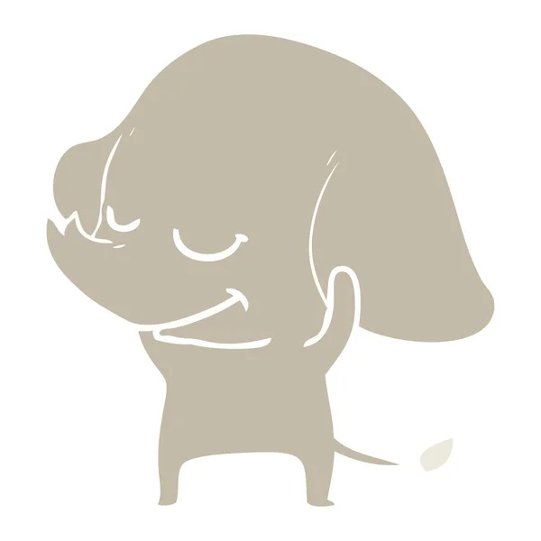 Dibujo Animado Color Plano Elefante Sonriente — Archivo Imágenes Vectoriales