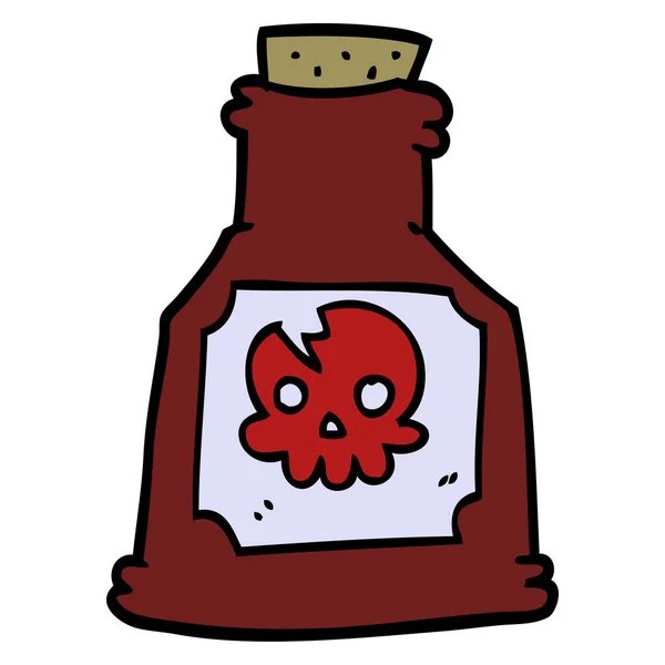 Bouteille Poison Doodle Dessin Animé — Image vectorielle