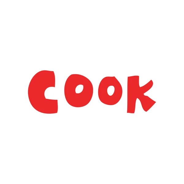 Cor Plana Estilo Cartoon Palavra Cozinheiro — Vetor de Stock