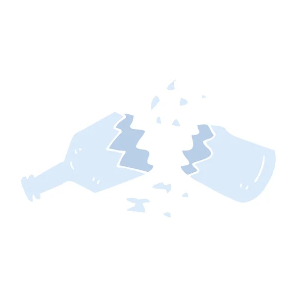 Плоский Цвет Иллюстрации Мультфильм Разбитой Стеклянной Бутылки — стоковый вектор