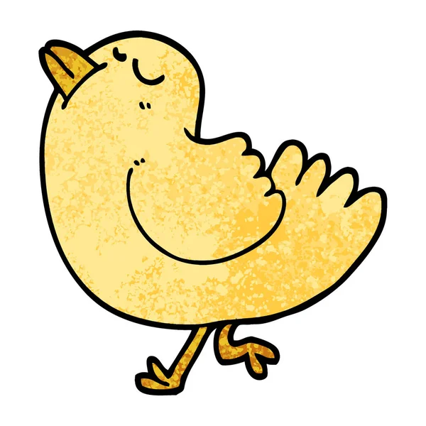 Grunge Textured Illustration Cartoon Arrogant Bird — Stock Vector
