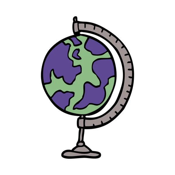Doodle Desenho Animado Globo Mundial — Vetor de Stock