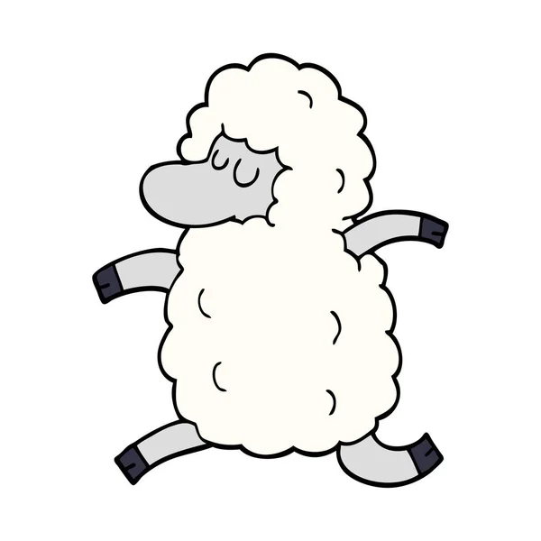 Zeichentrick Doodle Schafe Laufen — Stockvektor