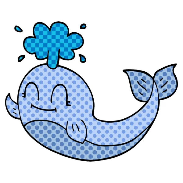 幸せなクジラの漫画落書き — ストックベクタ
