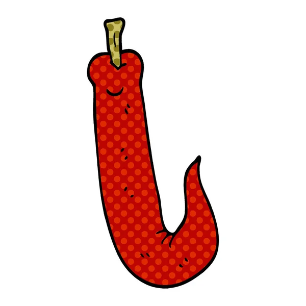 Desenho Animado Doodle Vermelho Pimenta Quente — Vetor de Stock