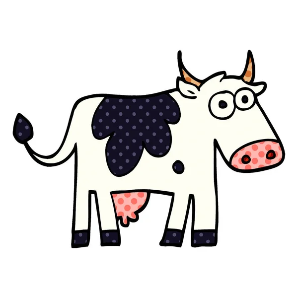 Cartone Animato Doodle Fattoria Mucca — Vettoriale Stock