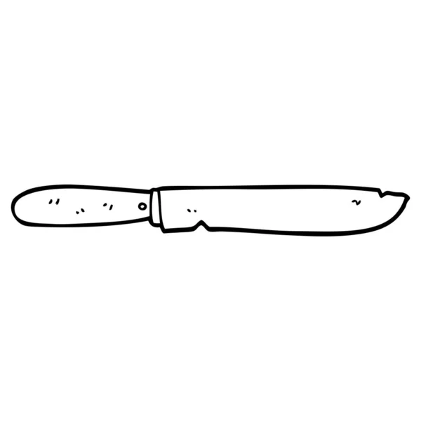 Línea Dibujo Dibujos Animados Pan Cuchillo — Vector de stock