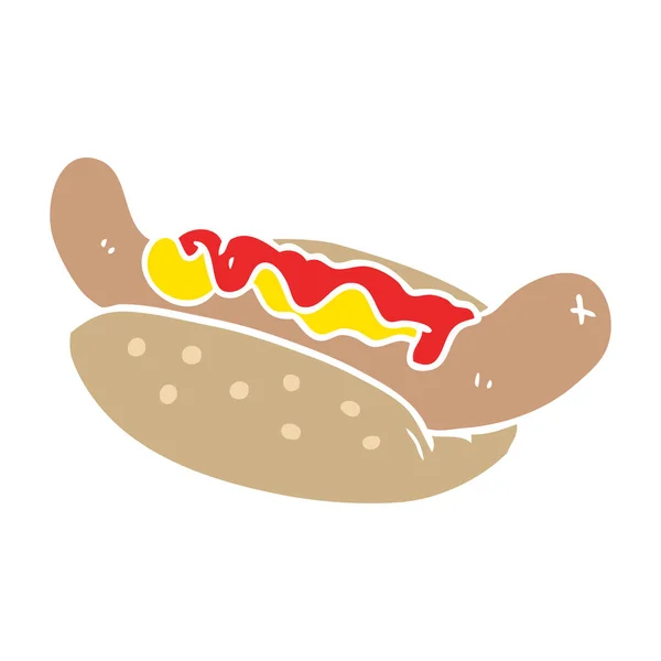 Egale Kleur Stijl Cartoon Hotdog — Stockvector