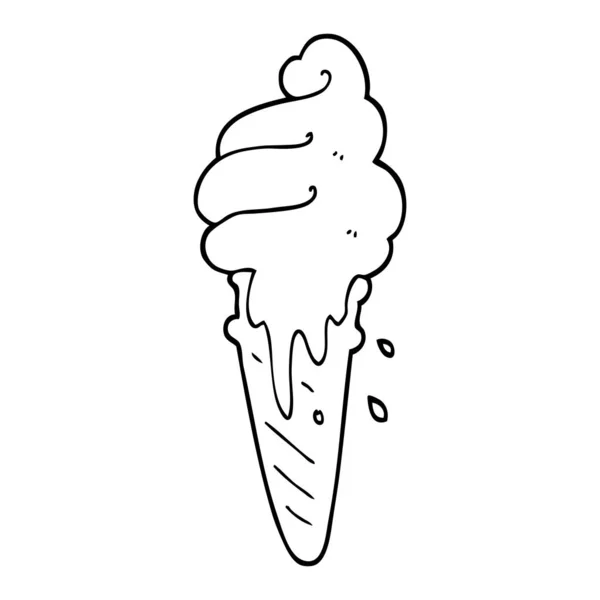 Black White Cartoon Ice Cream Cone — Stock Vector