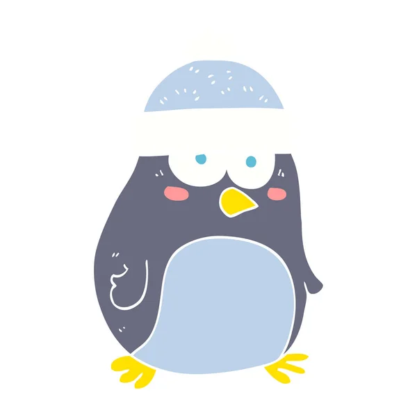 ペンギンのフラット カラー イラスト — ストックベクタ