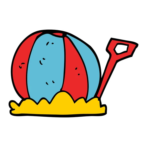 Dibujos Animados Doodle Beachball Pala — Vector de stock