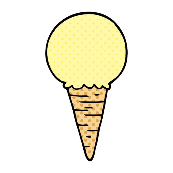 Desenho Animado Doodle Sorvete Cone — Vetor de Stock