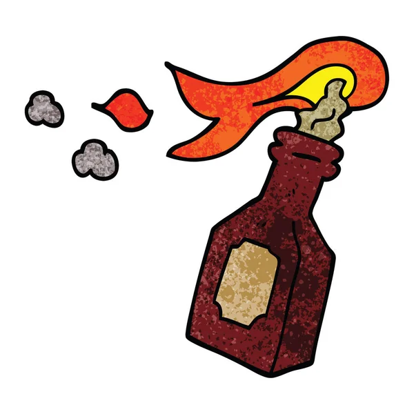 动画片涂鸦燃烧瓶鸡尾酒 — 图库矢量图片