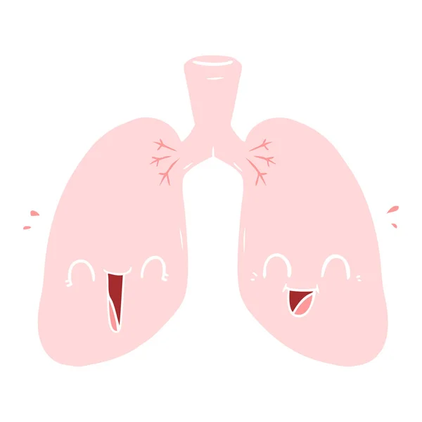 Platt Färg Stil Tecknad Glada Lungor — Stock vektor