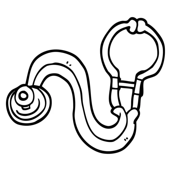 Schwarz Weißes Cartoon Stethoskop Für Ärzte — Stockvektor