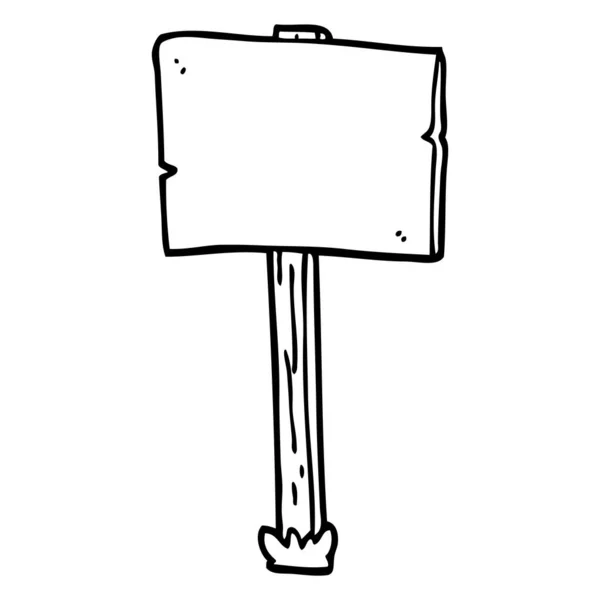 Línea Dibujo Caricatura Signo Poste — Vector de stock