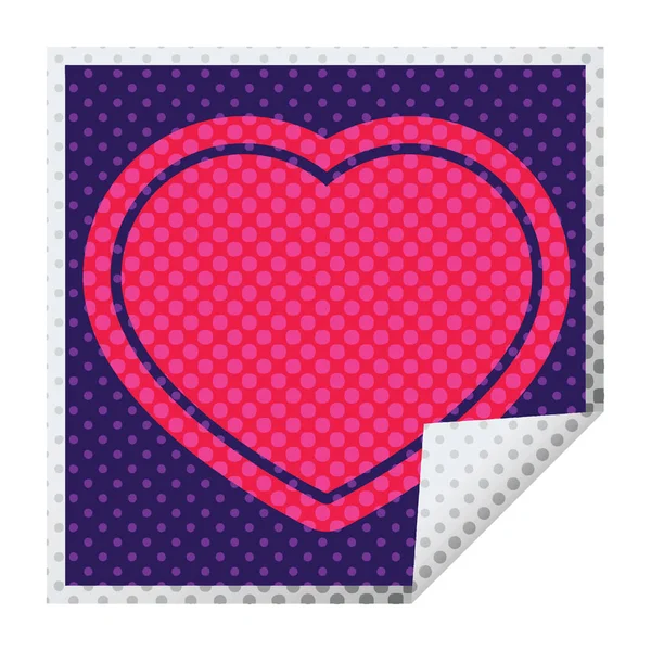 Corazón Gráfico Vector Cuadrado Pelado Pegatina — Vector de stock