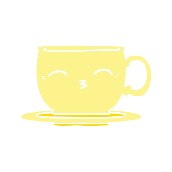 Taza Dibujos Animados Estilo Color Plano — Vector de stock