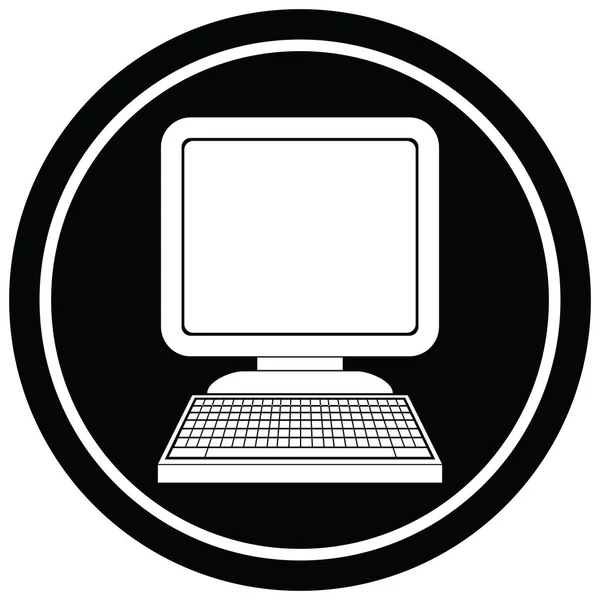 Icona Del Computer Simbolo Circolare Vettoriale Illustrazione — Vettoriale Stock