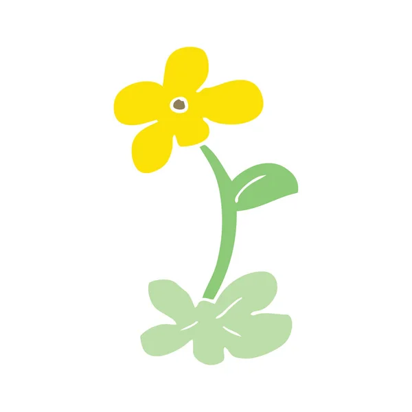 Flat Color Style Cartoon Flower — Stock Vector