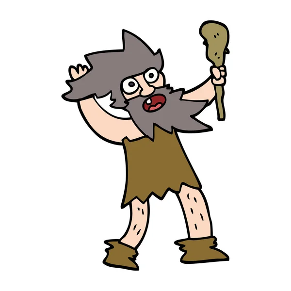 Cartoon Doodle Crazy Caveman — Stock Vector