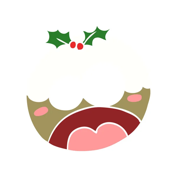 Piatto Cartone Animato Stile Colore Scioccato Budino Natale — Vettoriale Stock