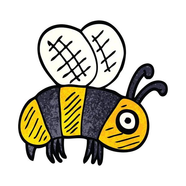 Dibujo Animado Doodle Abeja Vector Ilustración — Vector de stock