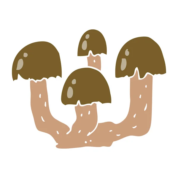 Champignons Dessin Animé Style Plat Couleur — Image vectorielle