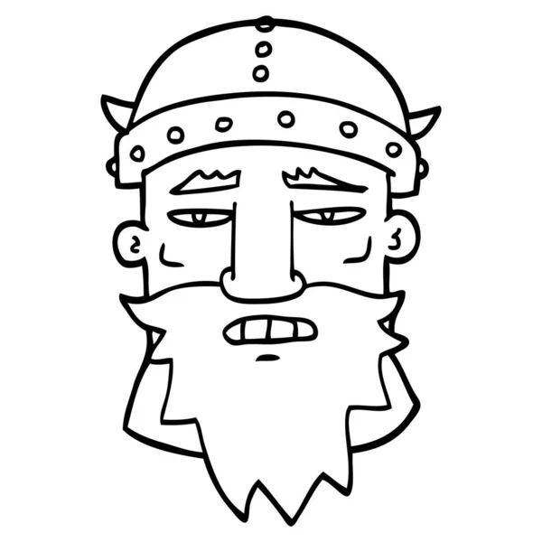 Line Drawing Cartoon Angry Warrior — Stock Vector