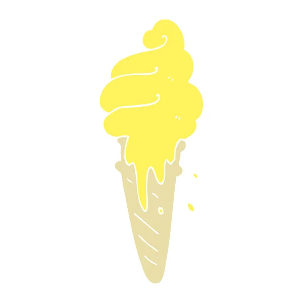 Plochý Barevný Obrázek Kreslený Kužel Zmrzliny — Stockový vektor