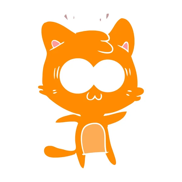 Flache Farbe Stil Cartoon Überrascht Katze — Stockvektor