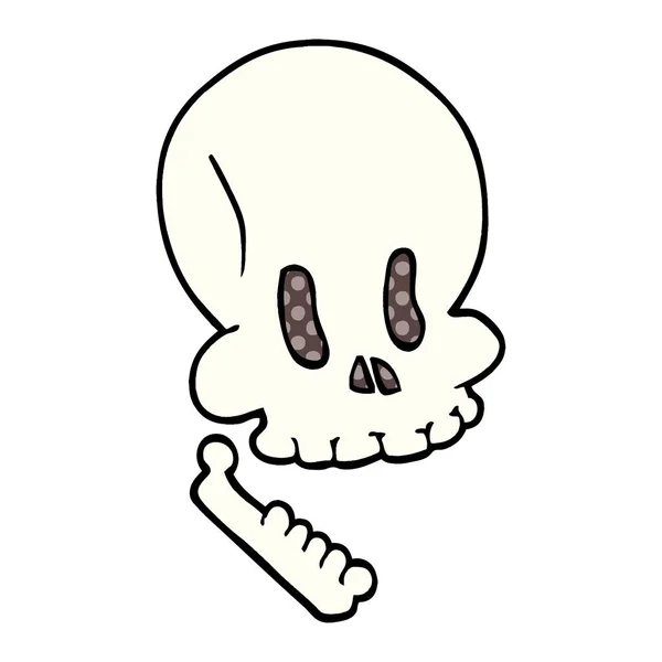 Desenho Animado Doodle Halloween Crânio — Vetor de Stock