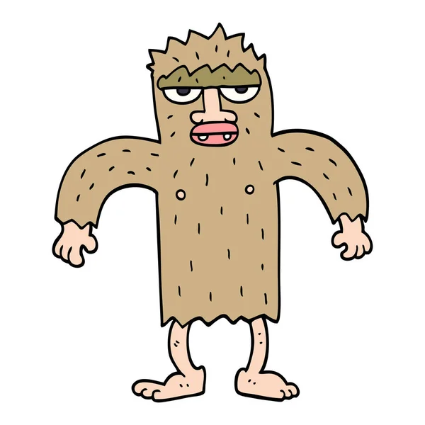 Desenho Animado Doodle Bigfoot Criatura — Vetor de Stock