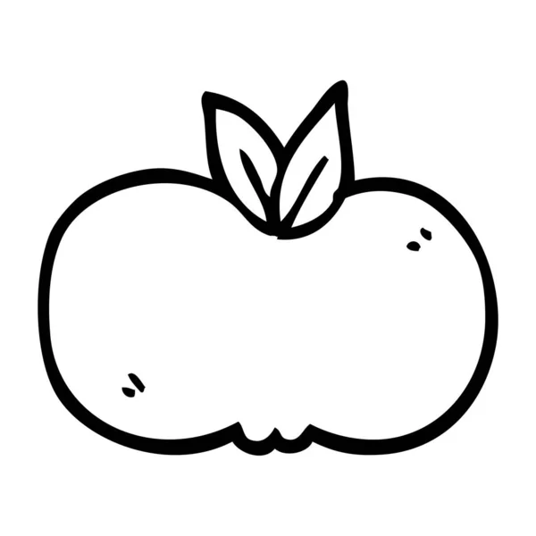 Linienzeichnung Cartoon Apfel — Stockvektor