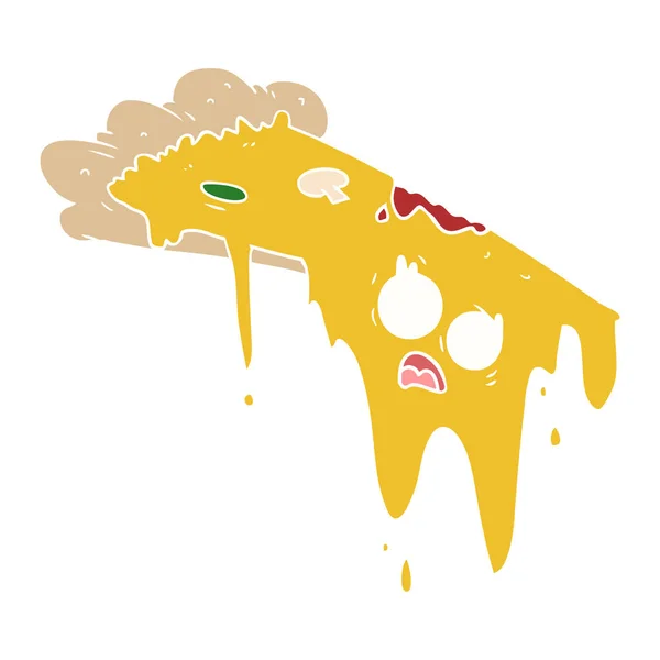 Fusión Pizza Color Plano Estilo Dibujos Animados — Archivo Imágenes Vectoriales