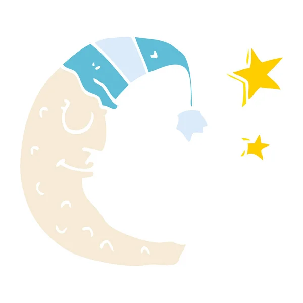 Γελοιογραφία Doodle Φεγγάρι Τον Ύπνο Καπ — Διανυσματικό Αρχείο